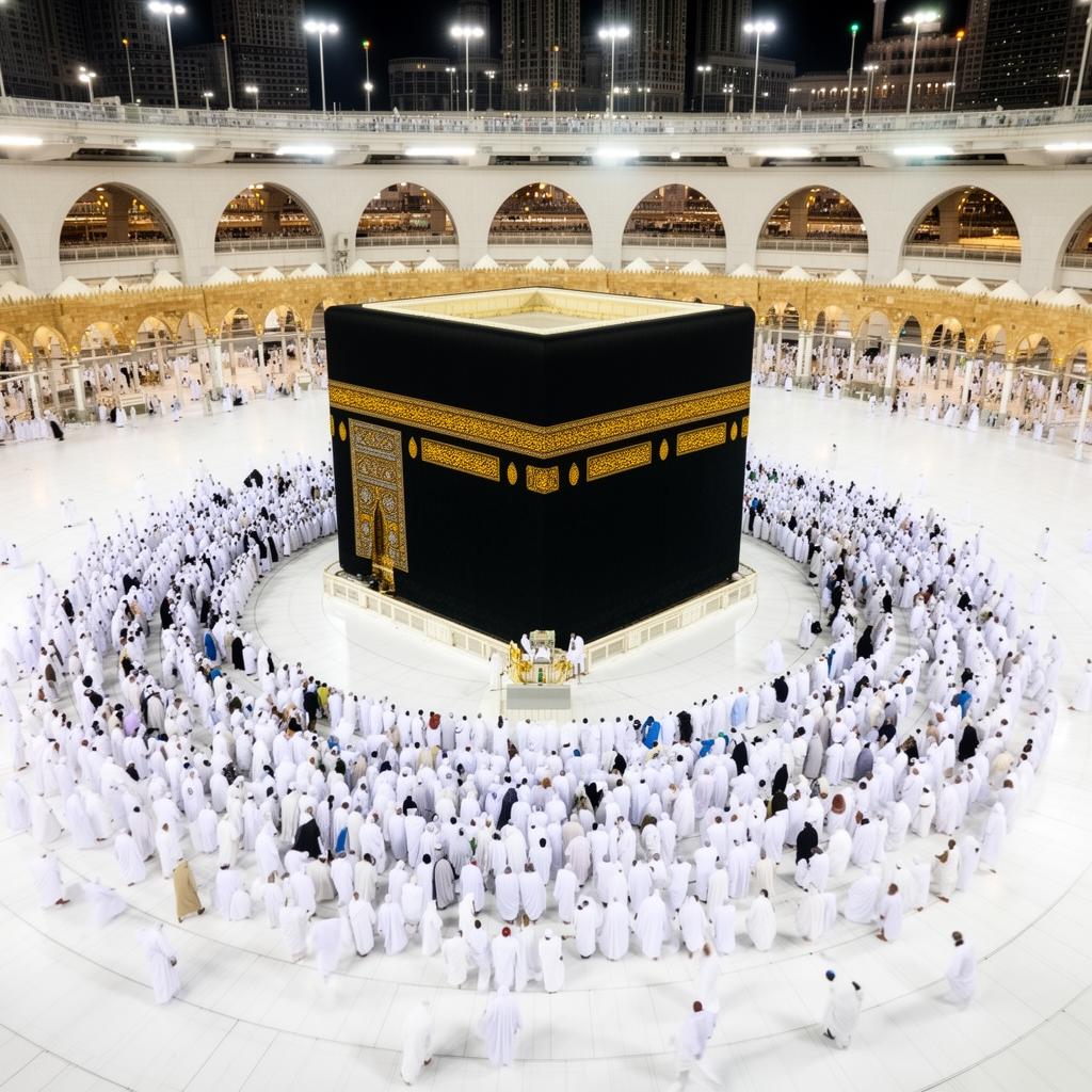 Performing Tawaf around the Kaaba
